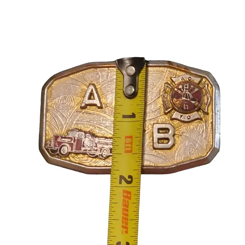 Vintage Metal Hook Fast Fire Department Truck Driver Belt Buckle AEB Collectible